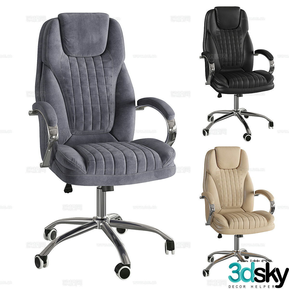 Modern Italian leather office chair 3d model
