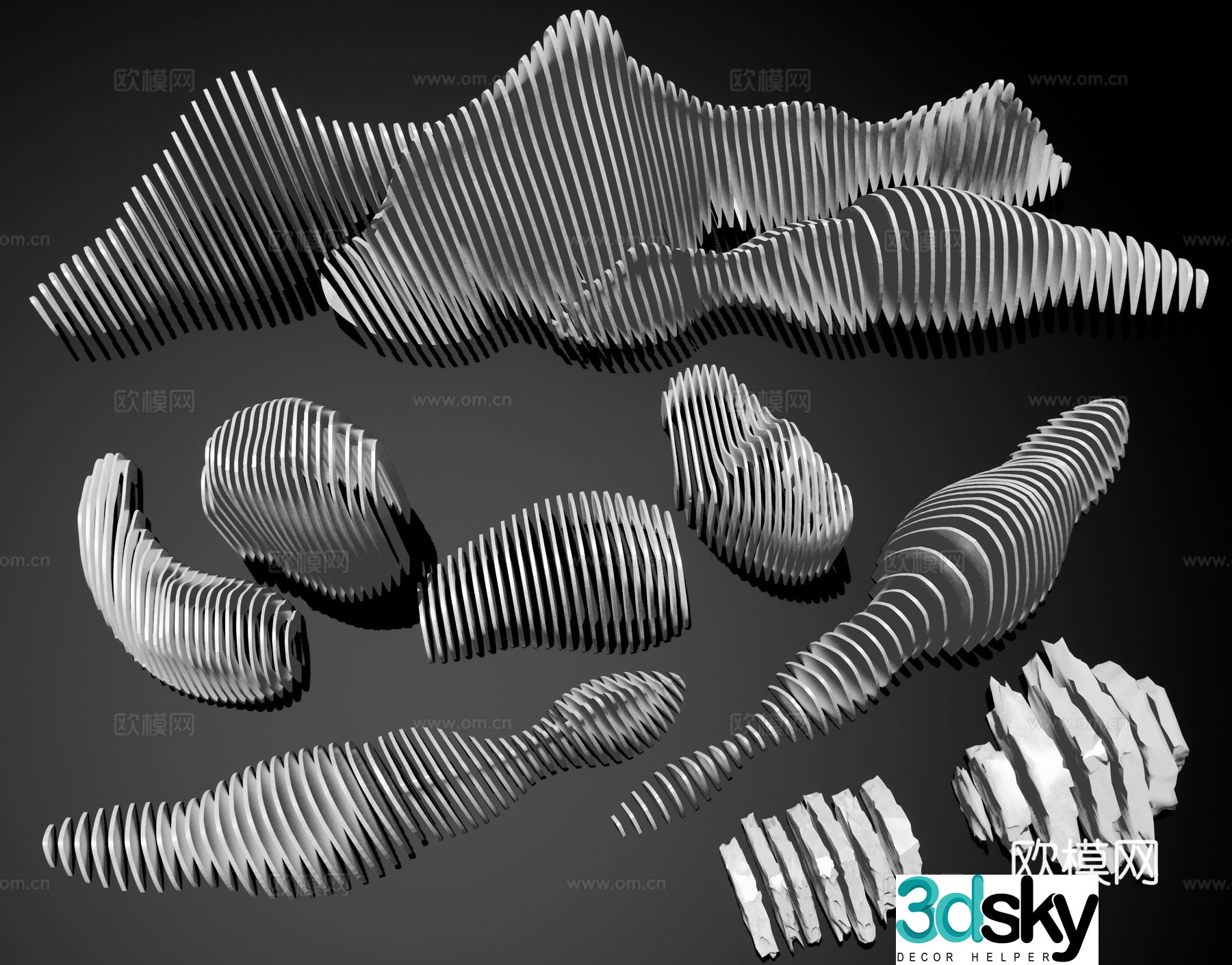 Modern modeling stone Cutting stone Slicing stone Strange stone Setting stone Stone Sculpture Art stone 3D model