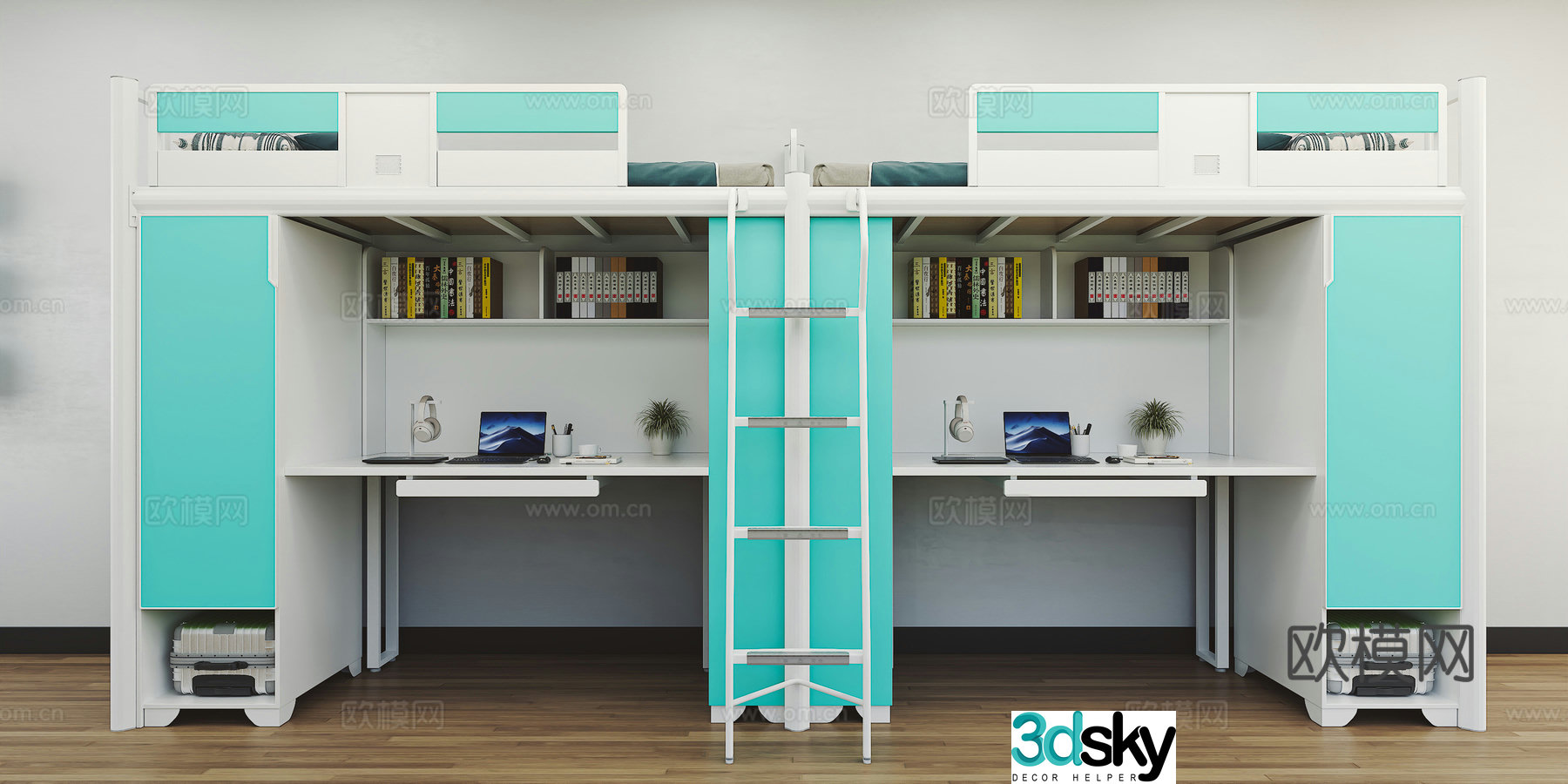 Apartment bed bed student dormitory student apartment 3d model