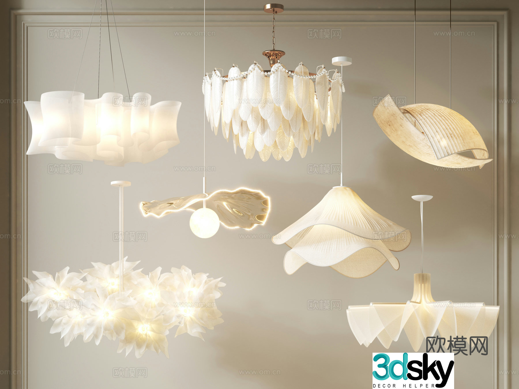 French decorative lamp combination living room chandeliers art chandeliers special shape chandeliers restaurant chandeliers 3D model