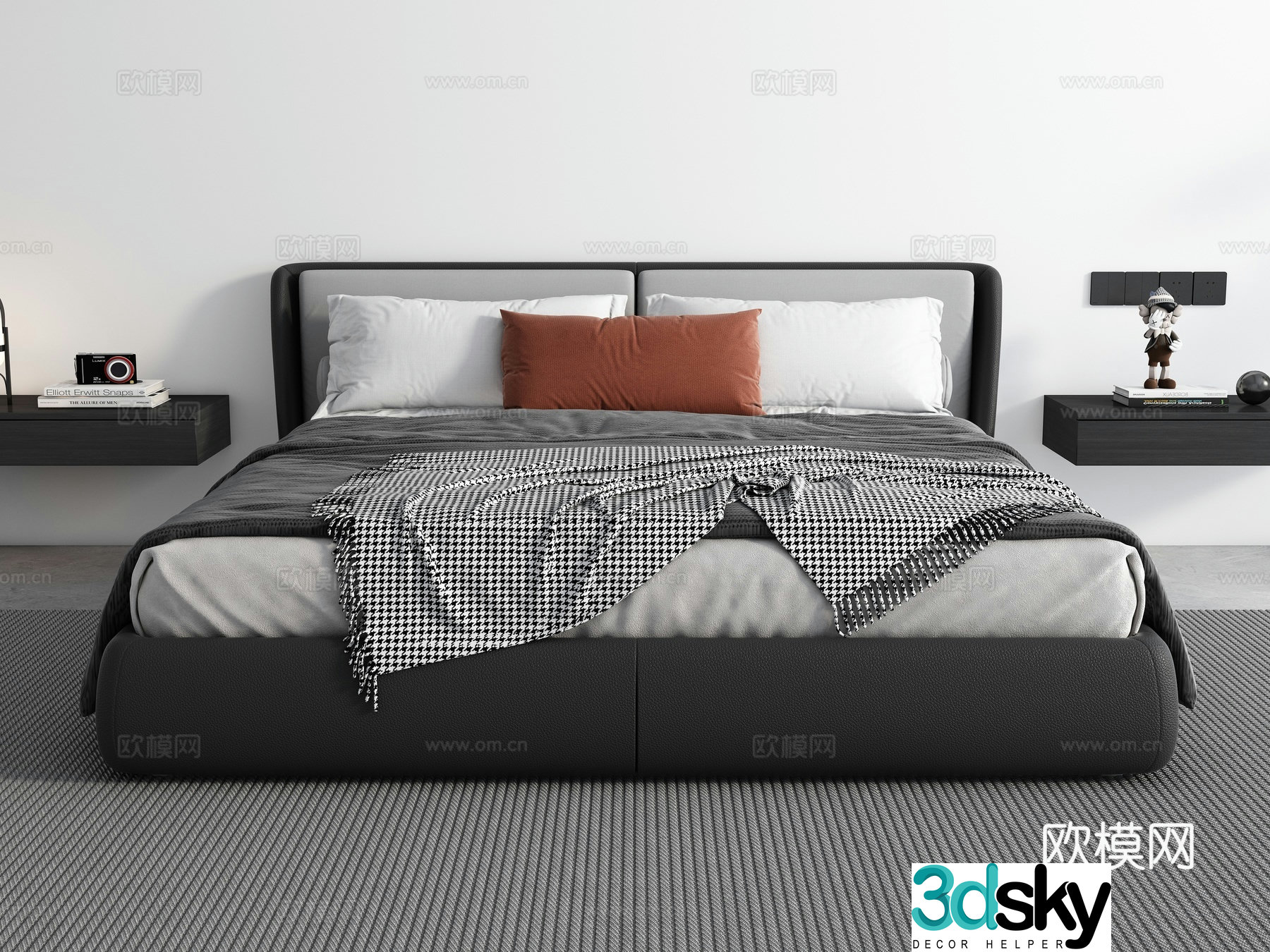 Modern double bed 3d model