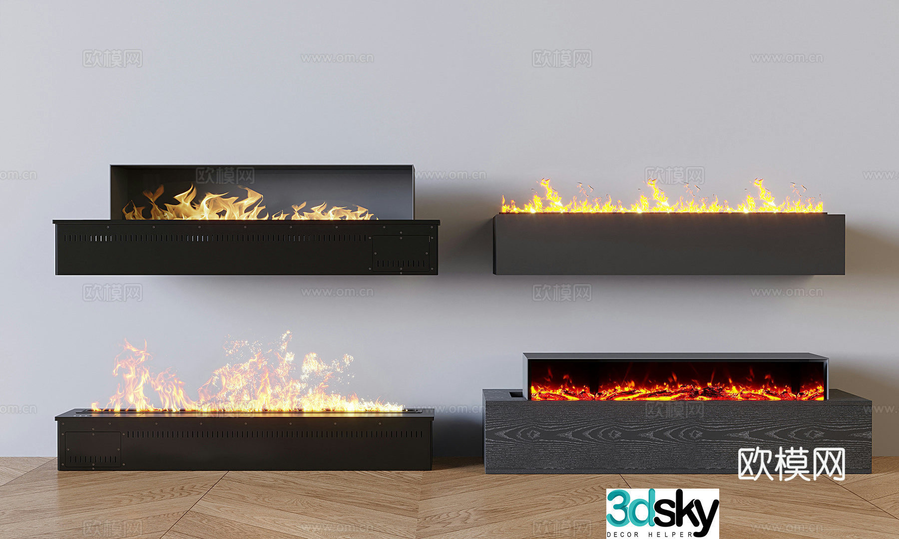 Modern fireplace combination stove heater electric heater 3d model