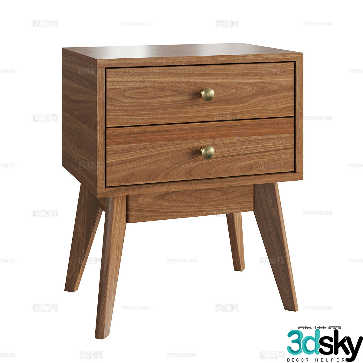 Modern Nordic log bedside table 3d model