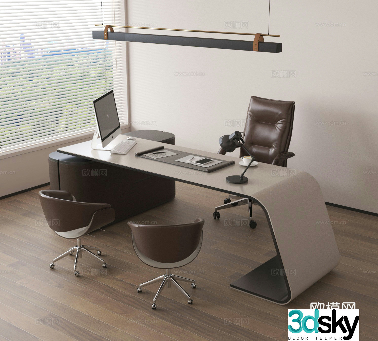 Office desk supervisor desk chair manager desk desk desk chair station 3d model