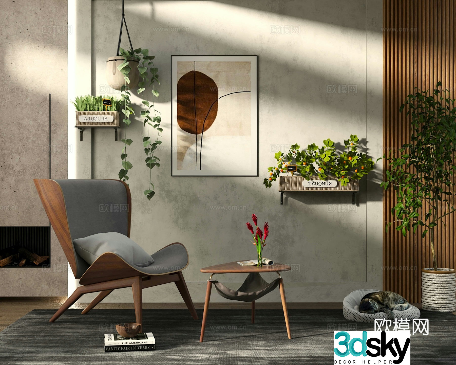 Modern casual chair Single sofa Sofa Chair Fabric sofa Chair Living room Single sofa Side table 3D model