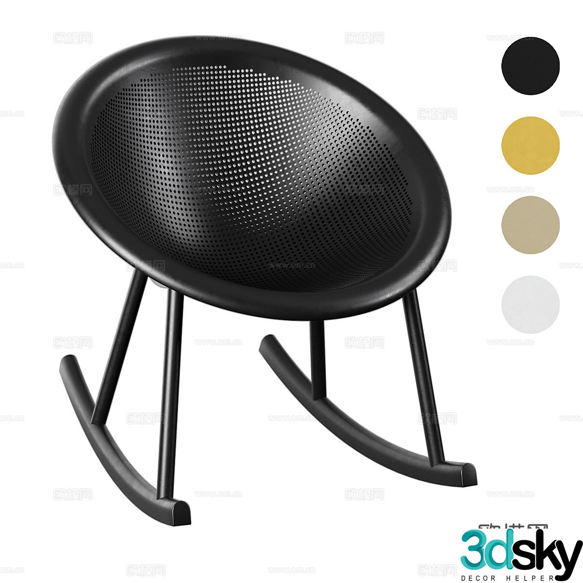 Modern Creamy Wind Rocking Chair 3D Model
