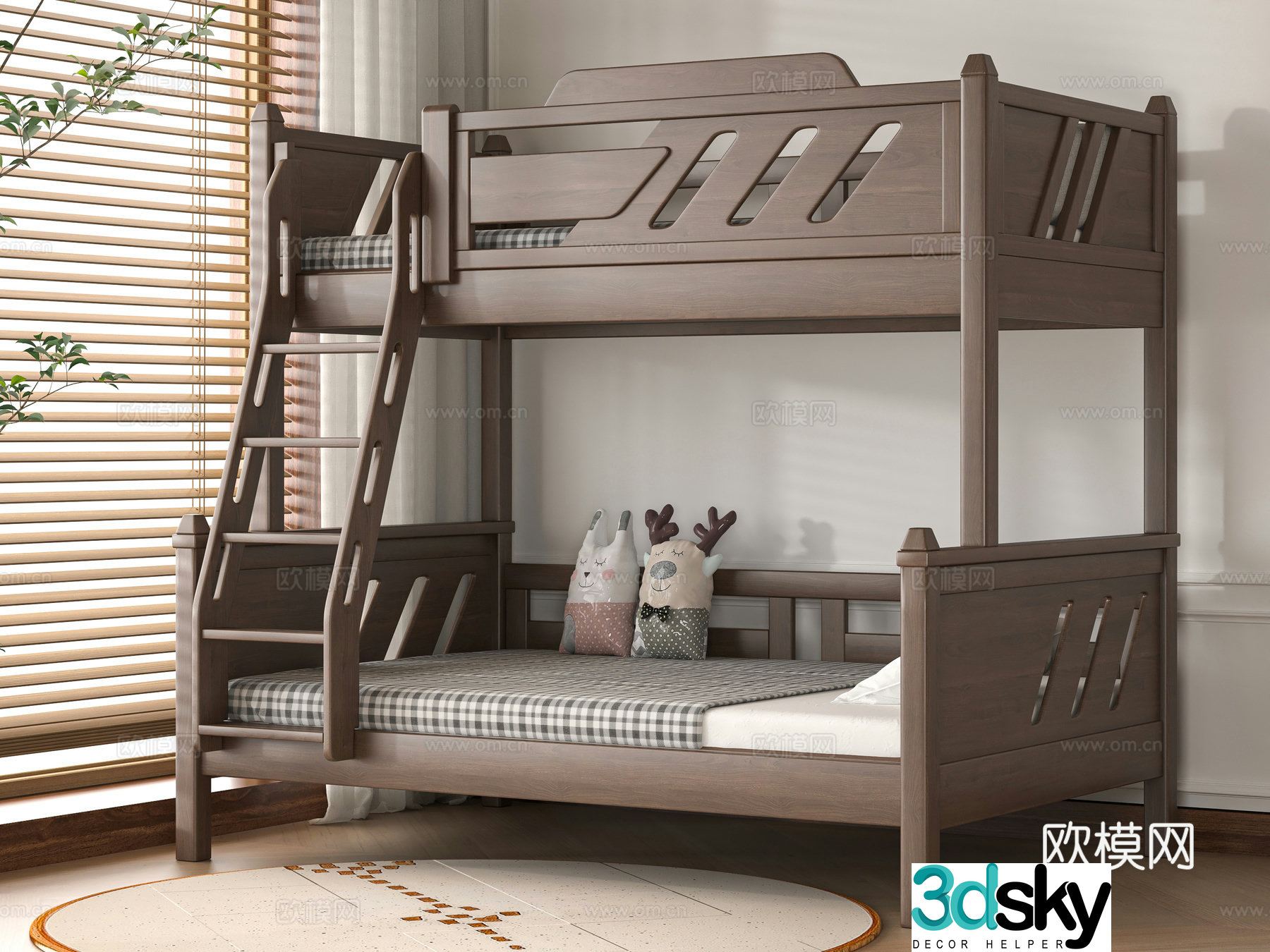 Modern solid wood 3D model