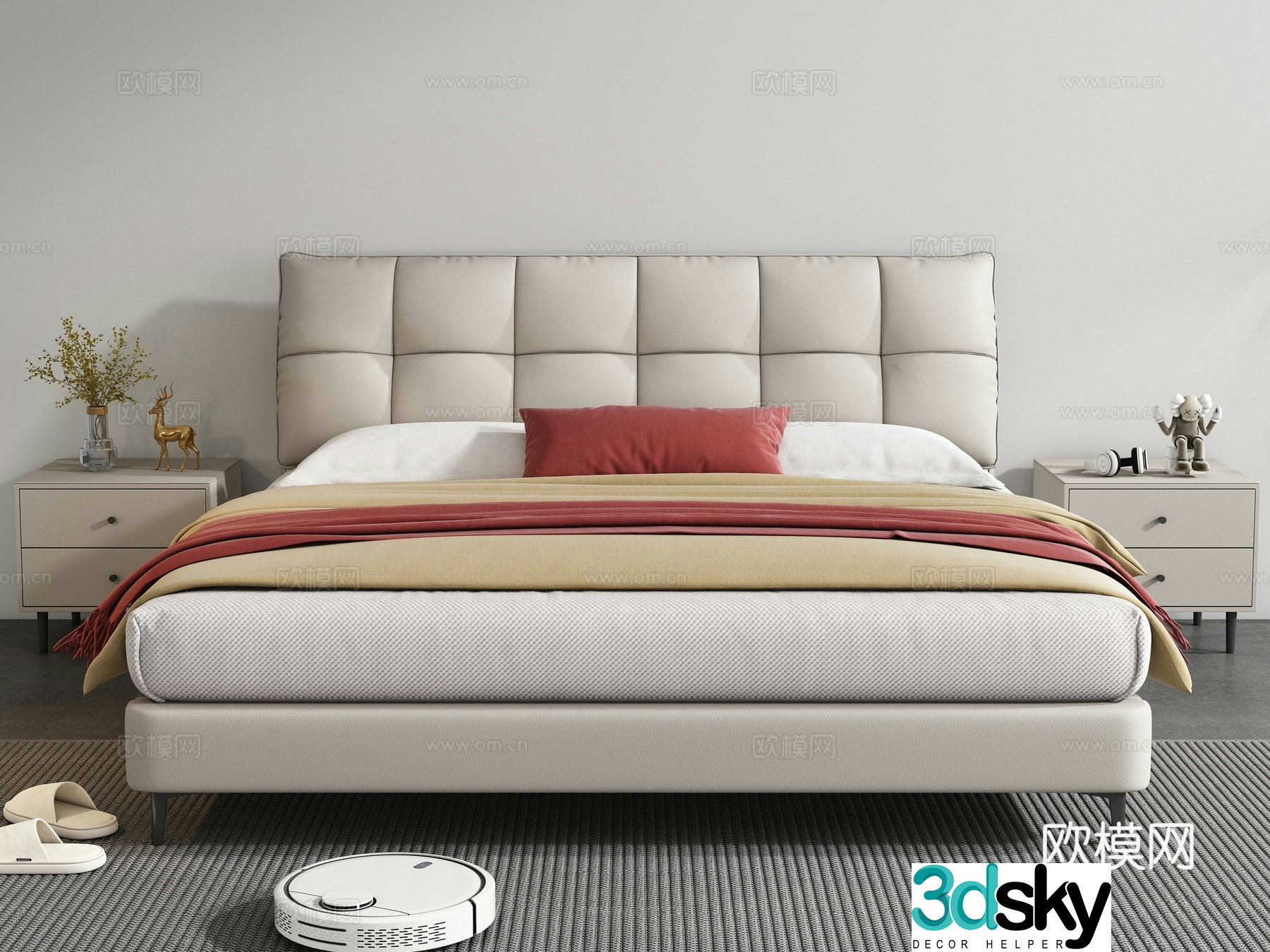 Modern double bed 3d model