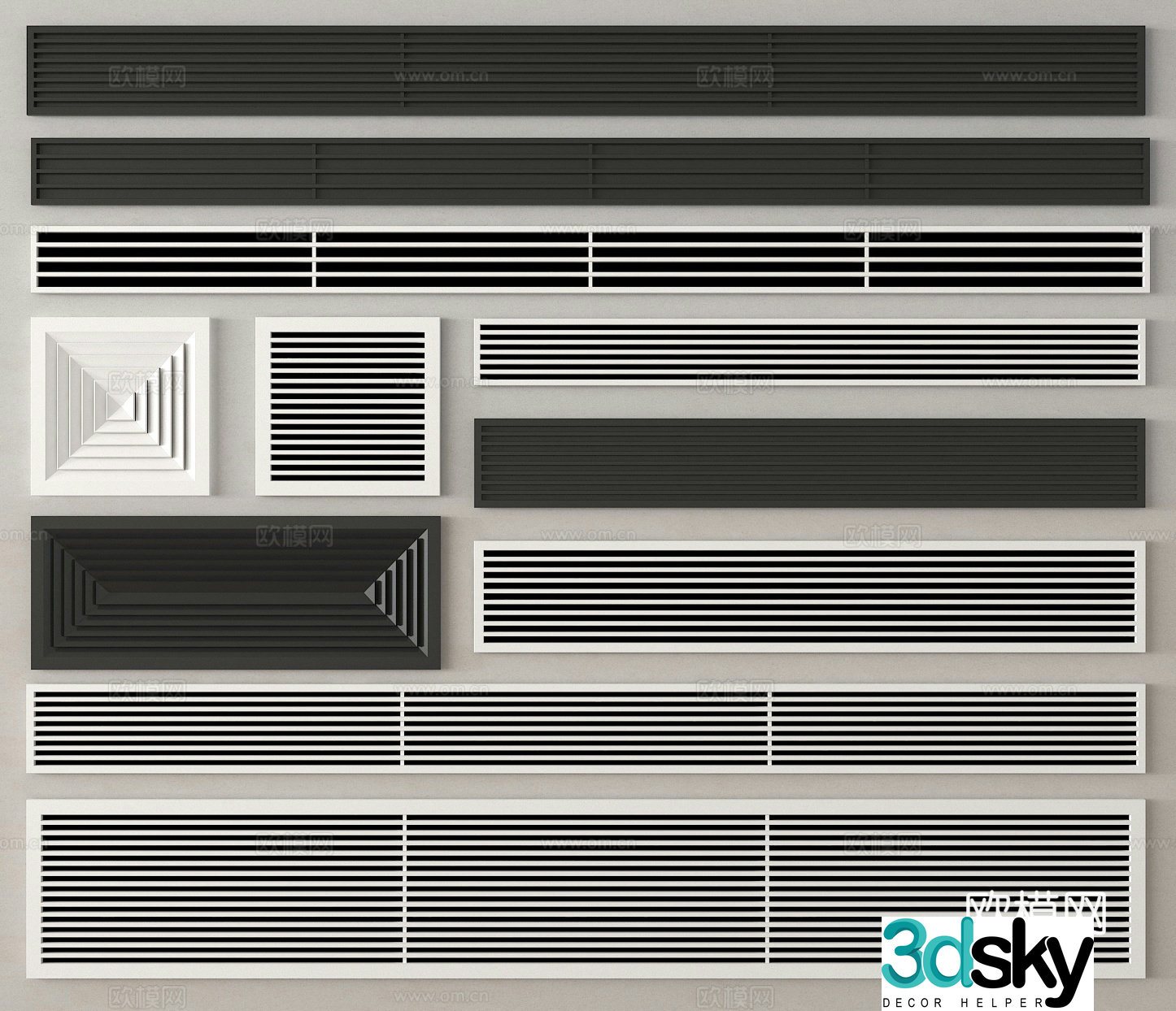 Air conditioning air outlet Central air conditioning Extremely narrow air outlet 3D model