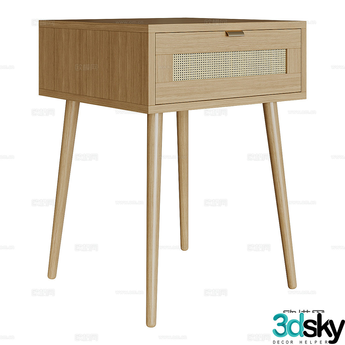 Modern Nordic log wind bedside table 3d model