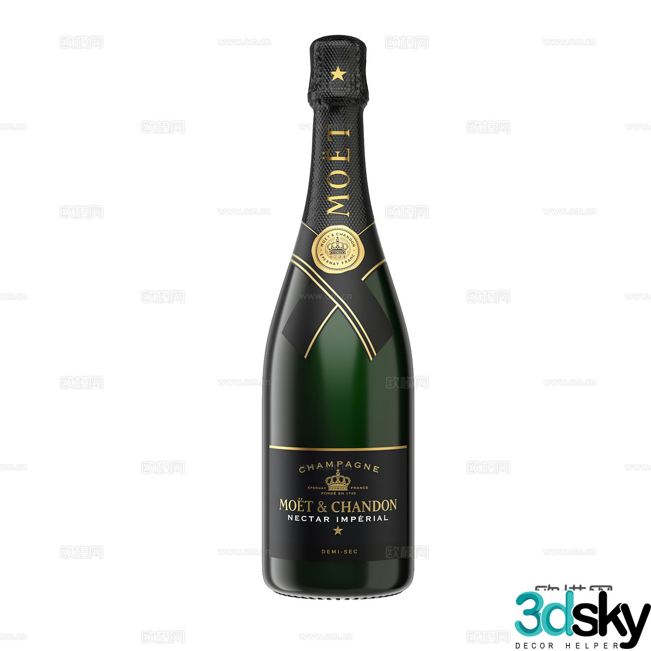 Moet champagne wine bottle red wine white wine 3d model