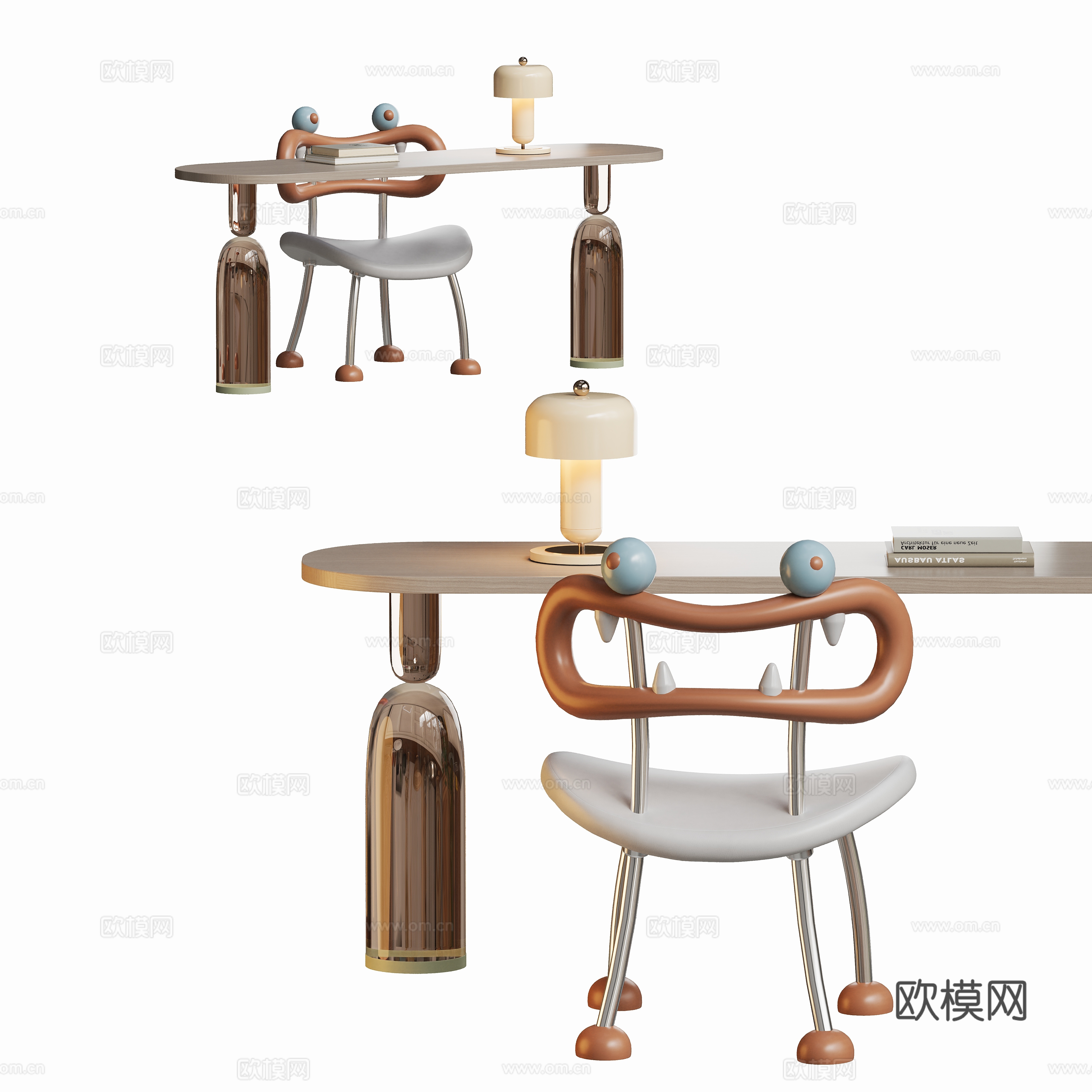 Modern children’s desk and chair combination 3D model