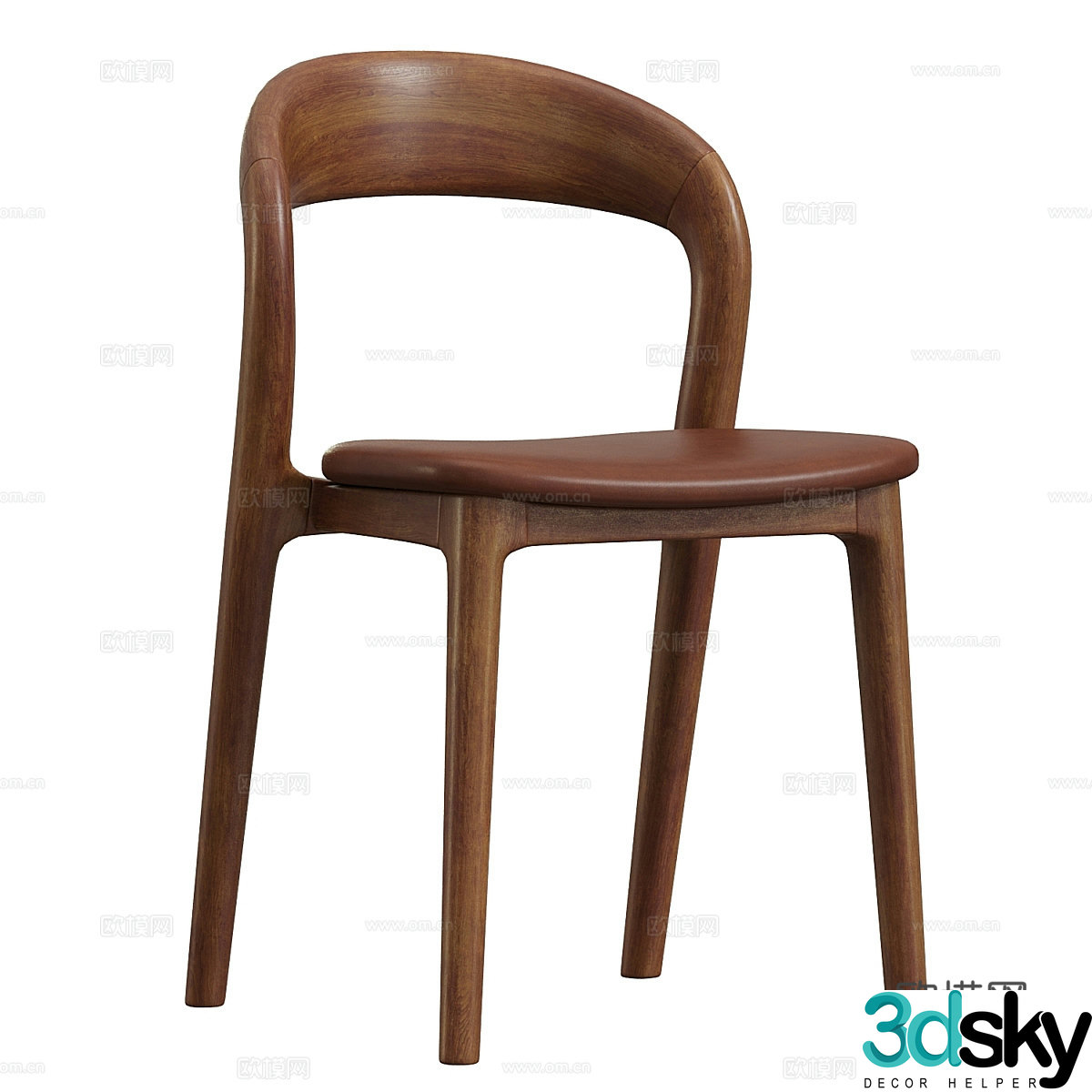 New Chinese leather wooden chair 3d model