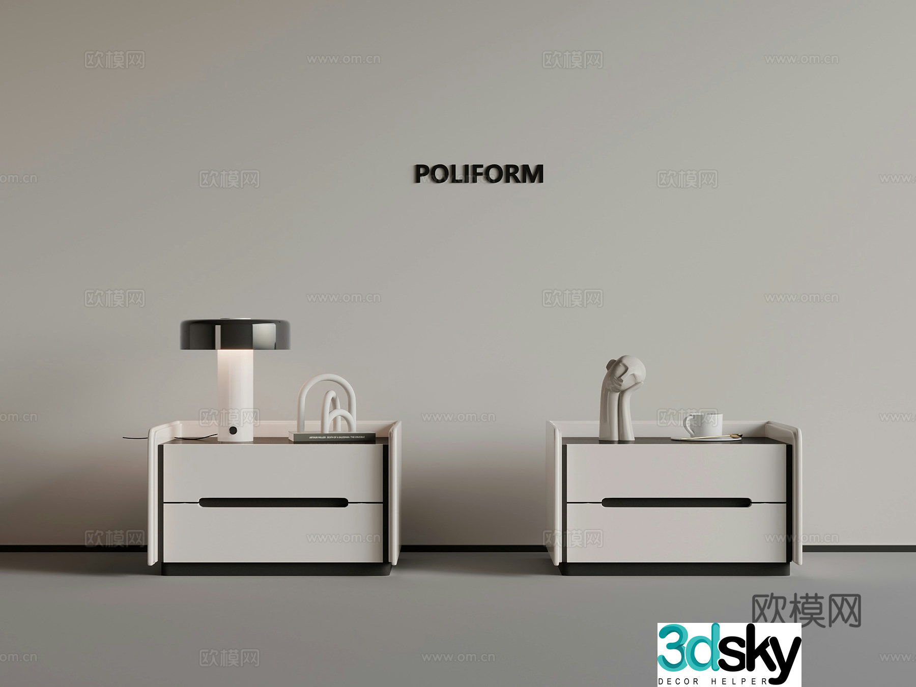 Modern simple bedside table lamp ornament 3d model