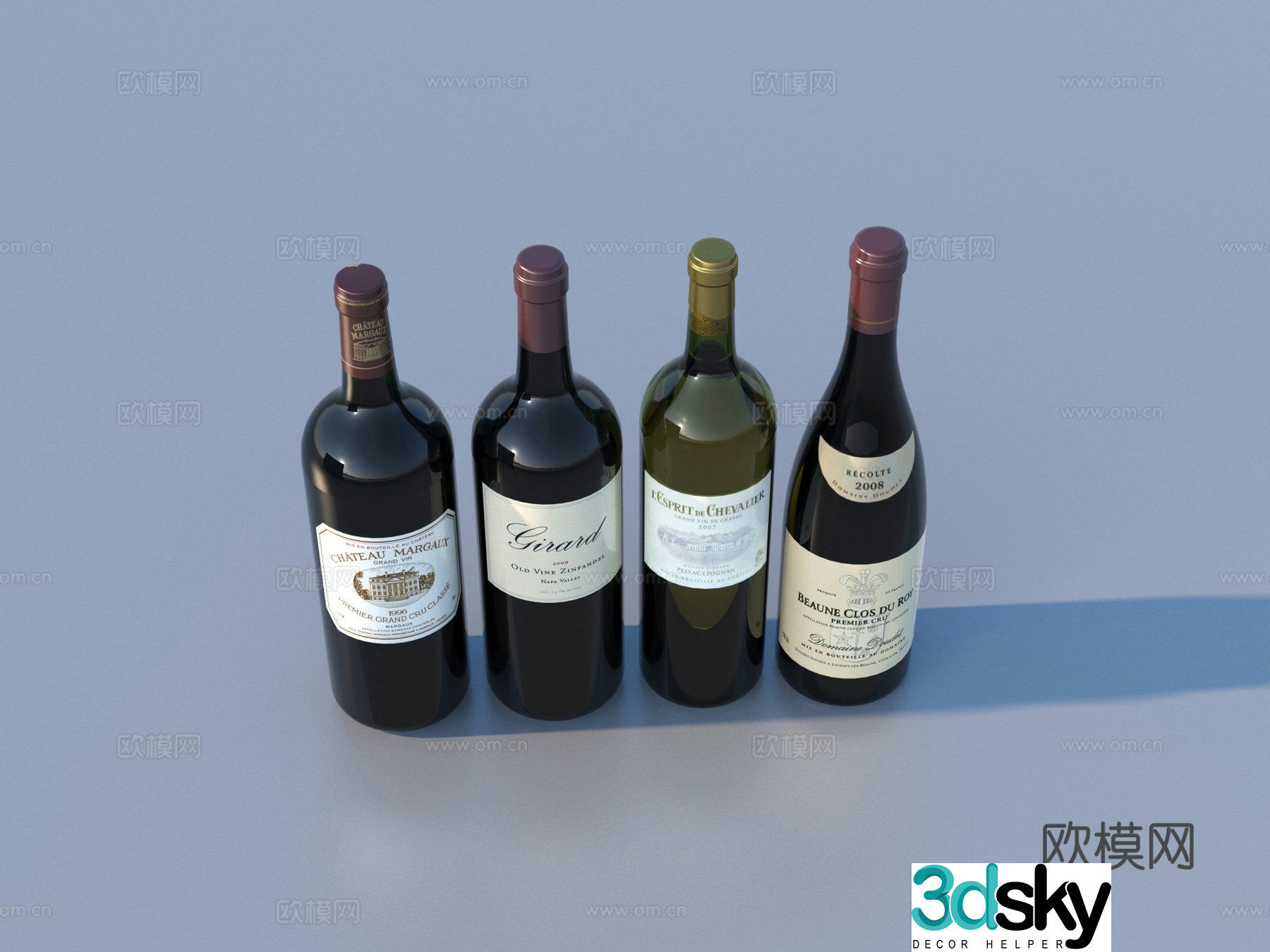 Red wine wine cocktail wine bottle glass bottle 3d model