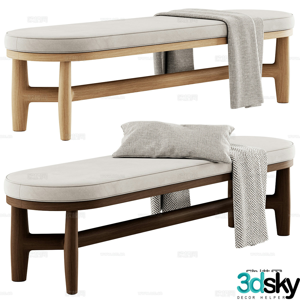 New Chinese style bed stool 3D model