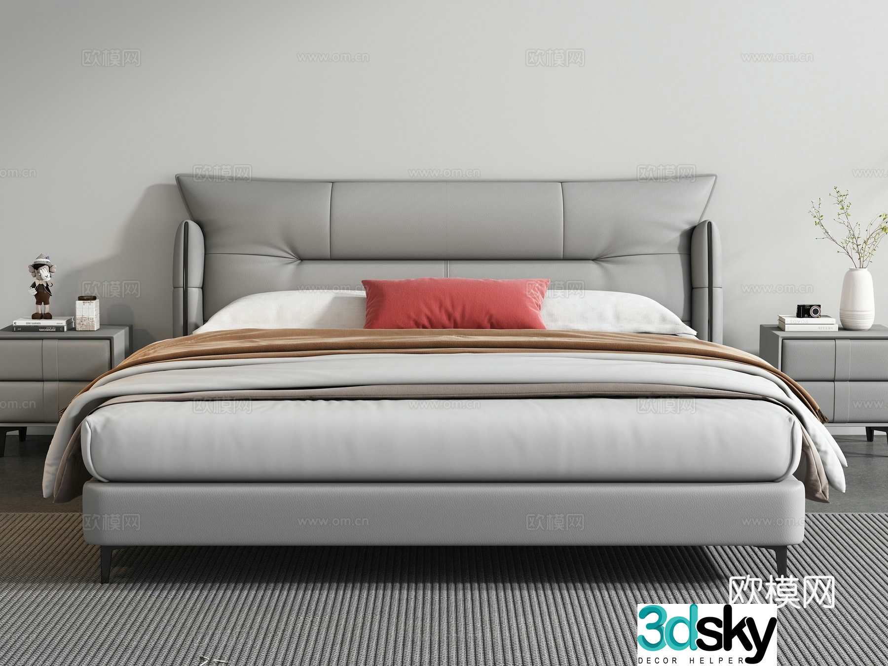 Modern double bed 3d model