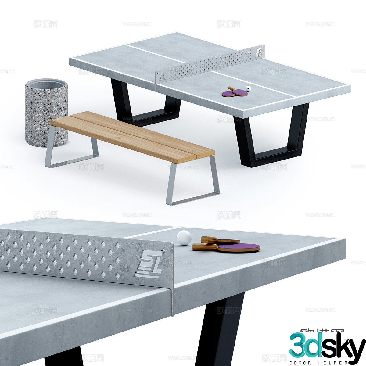 Modern outdoor table tennis table 3d model