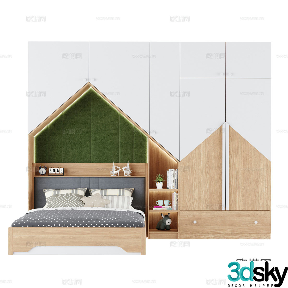 Modern Nordic children’s bed 3d model
