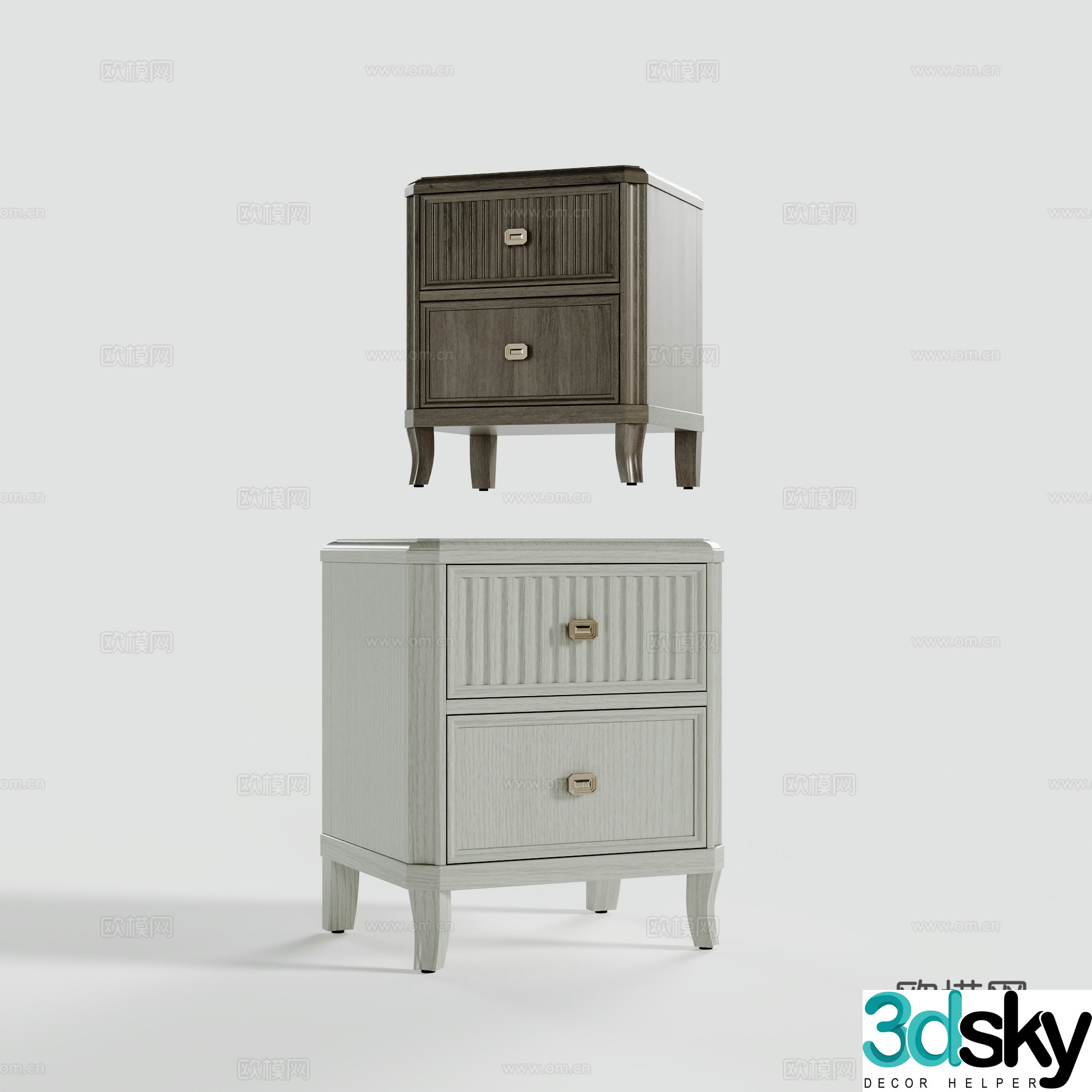 American bedside table 3D model