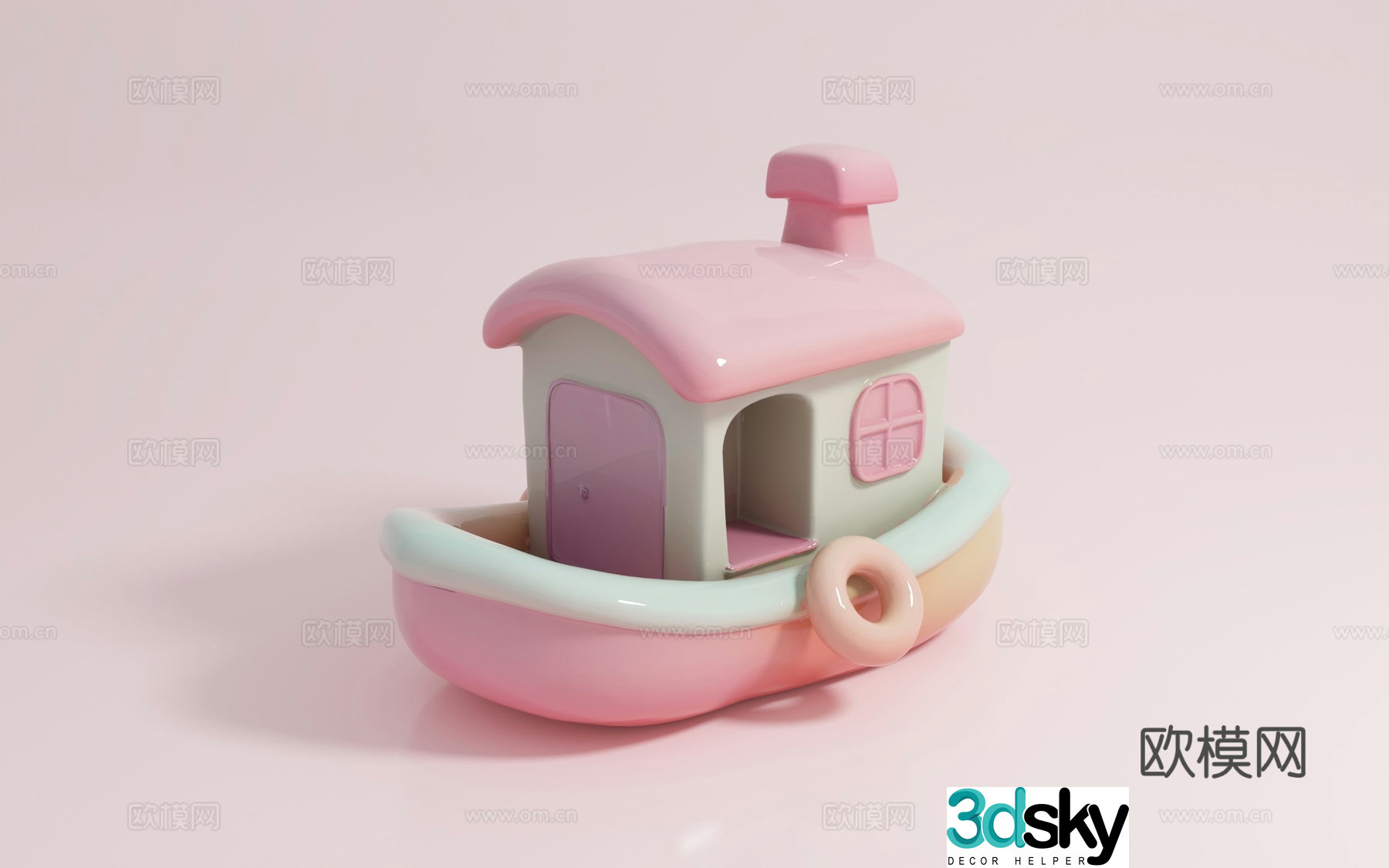 Cartoon boat Q version image anime style sculpture figure doll toy prop 3d model