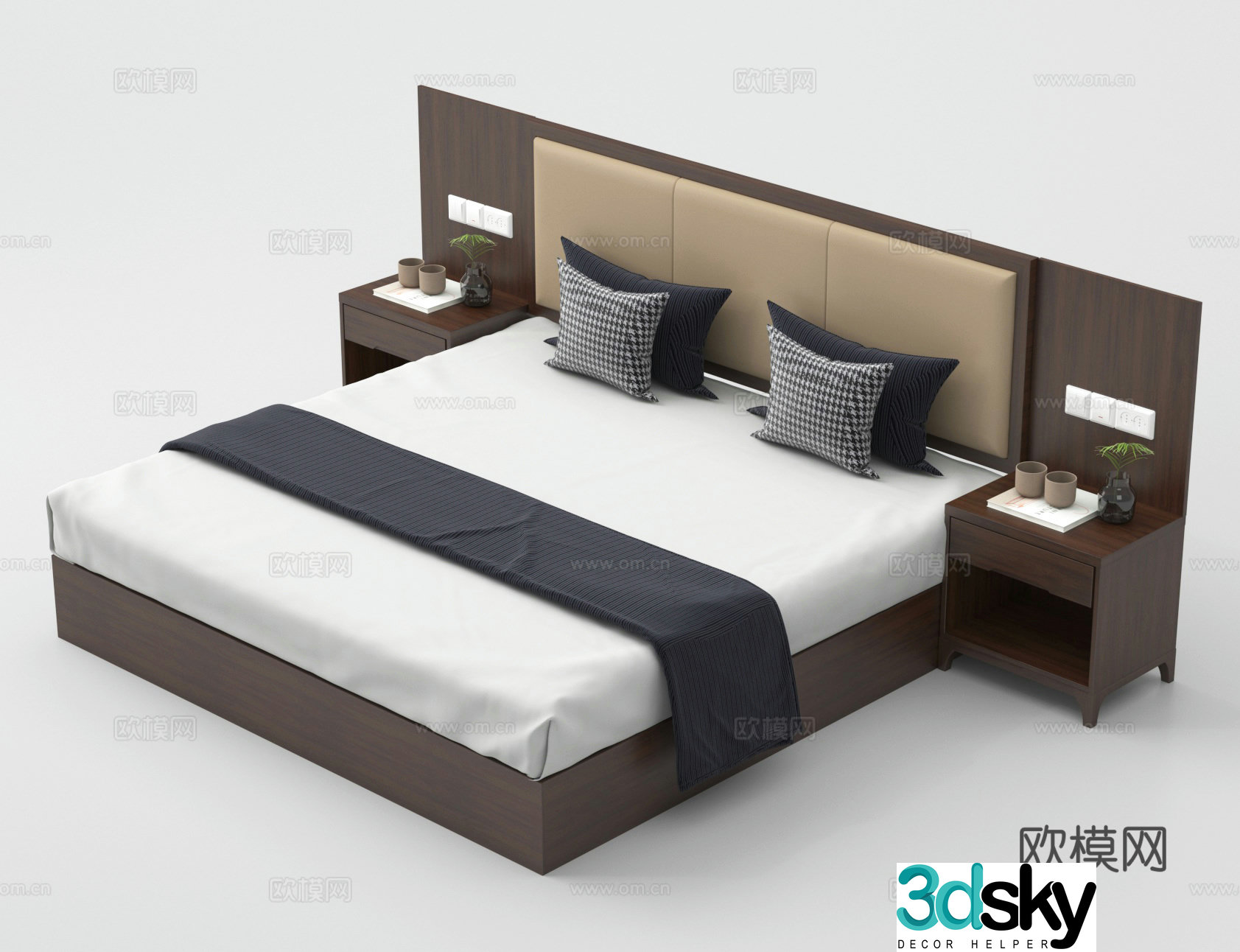 Hotel bed Double bed 3D model