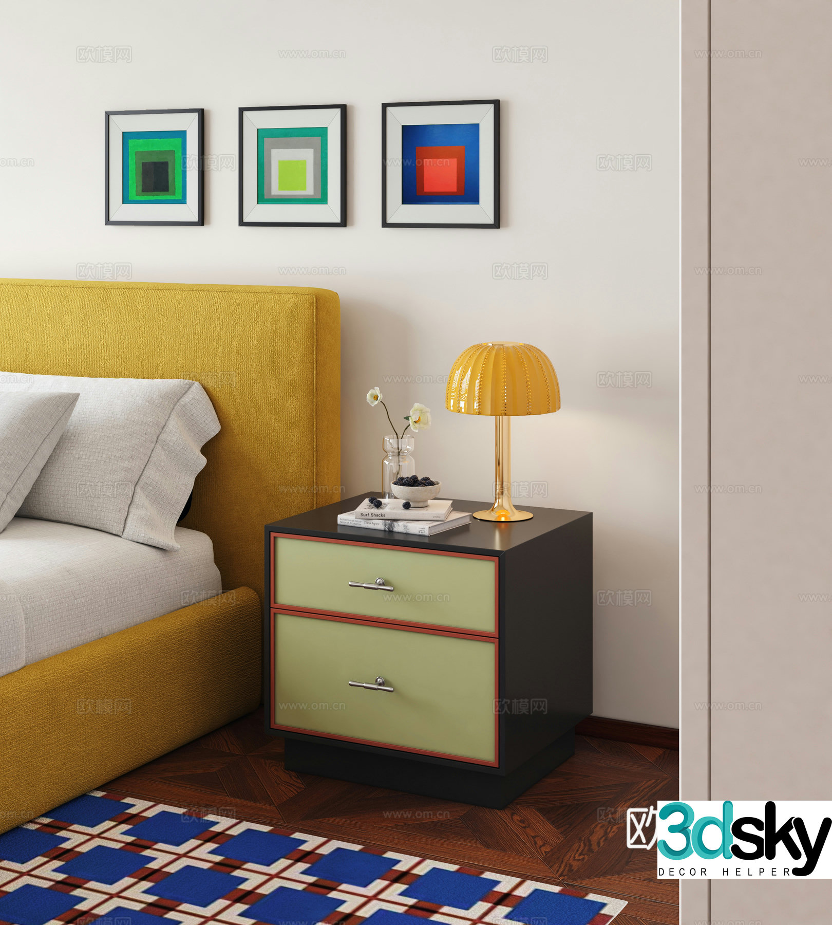 Modern medieval bedside table Bahaus bedside table bedside table ornaments Modern bedside table 3D model