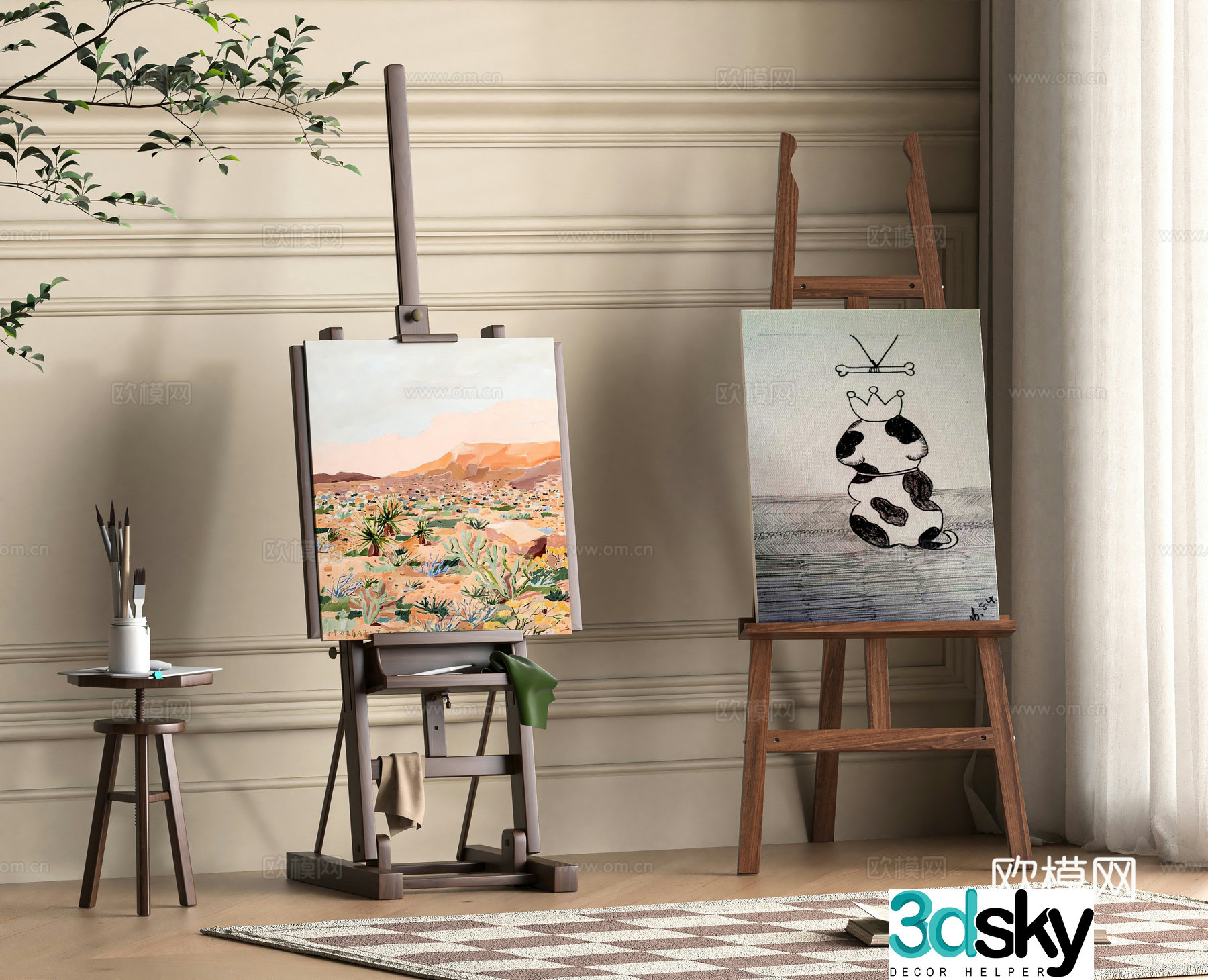 Modern painting tools 3d model