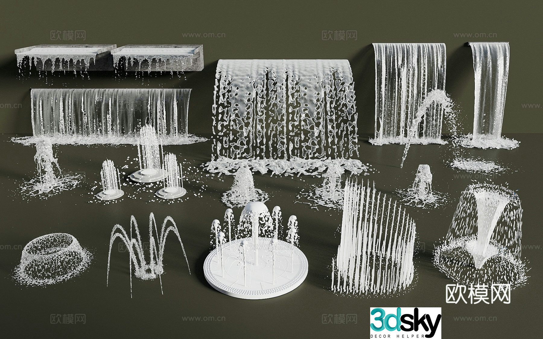 Modern fountain waterscape dry splash feng spring water column water splash waterfall commercial landscape interactive waterscape 3d model