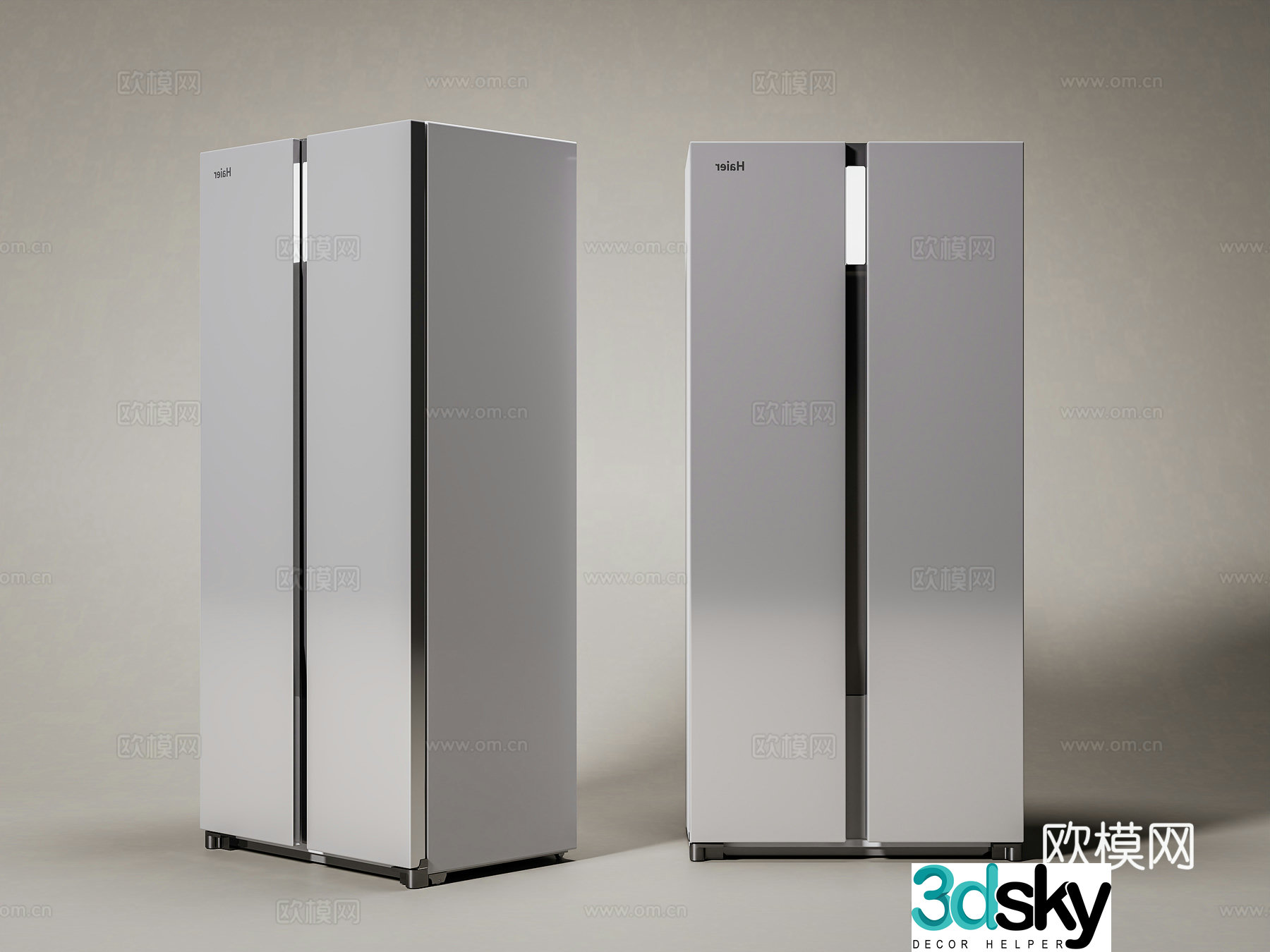 Modern refrigerator freezer double-door refrigerator embedded refrigerator 3D model