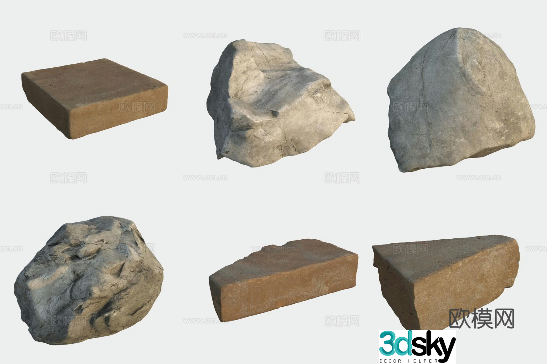 Stone brick building materials 3d model