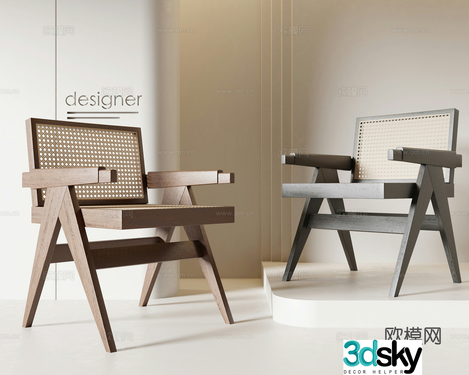 Medium style single chair 3d model