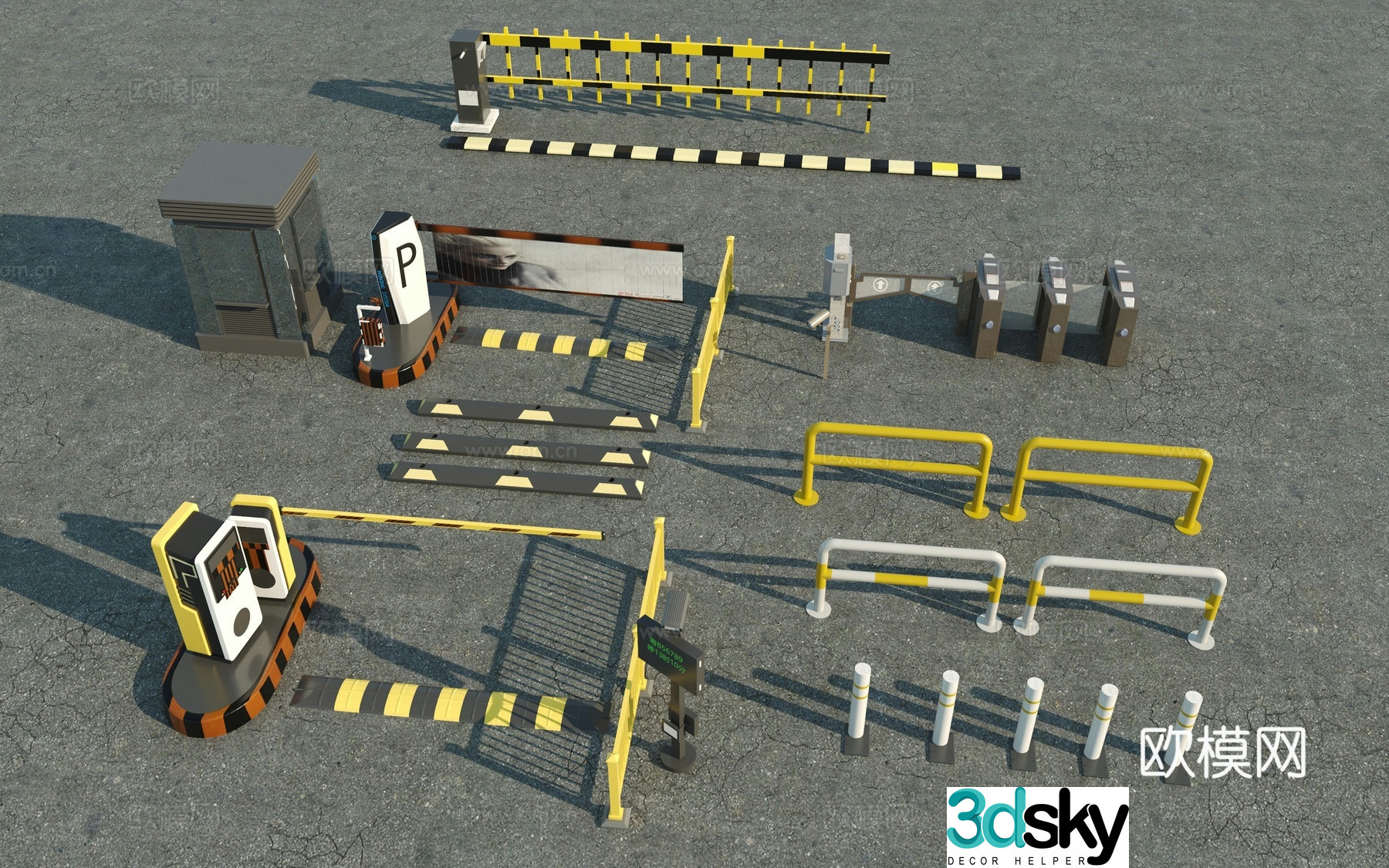 Traffic accessories_gate_gate_speed band_road railing_road fence 3D model