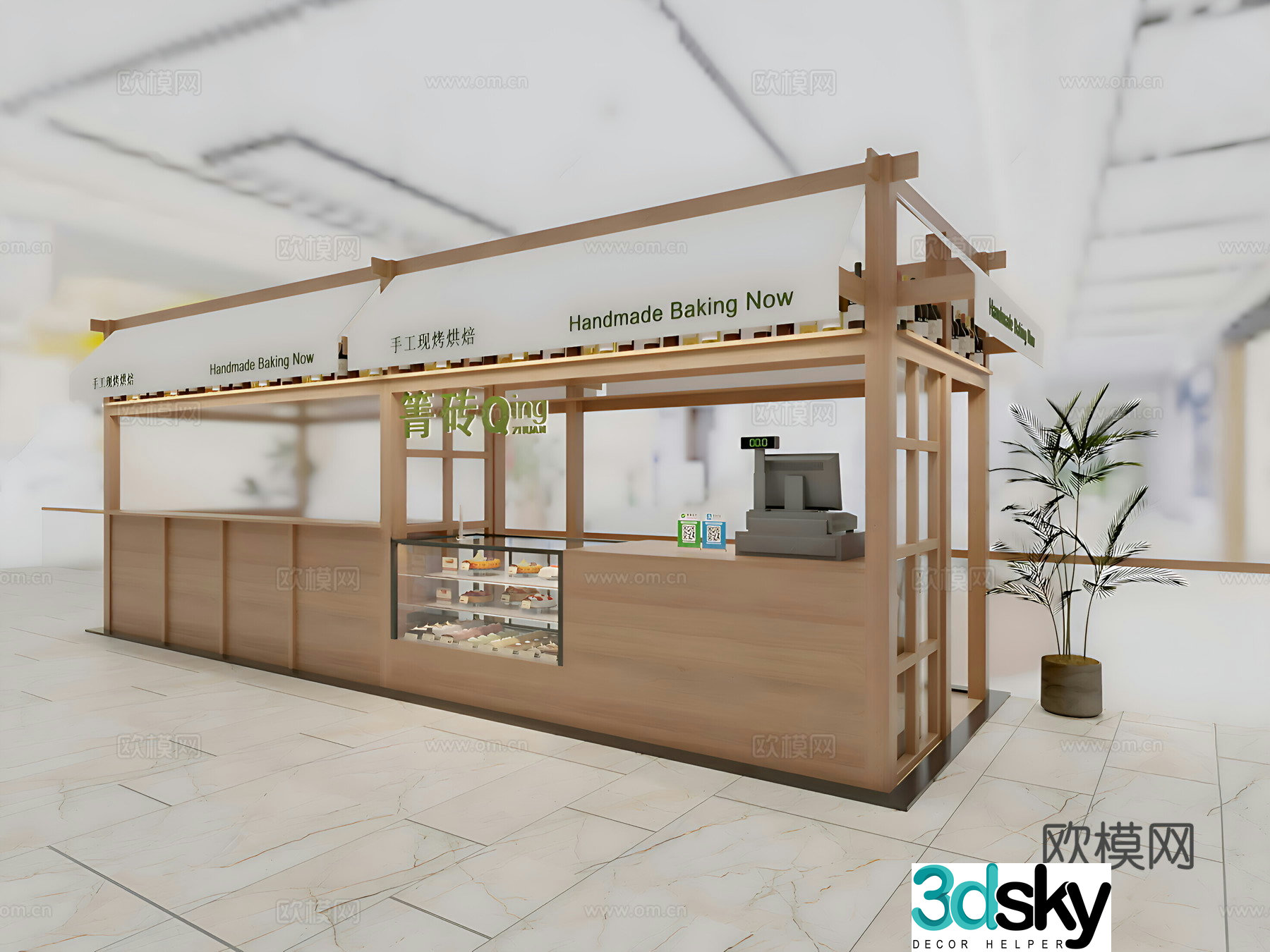 Modern snack shop stall bakery 3d model