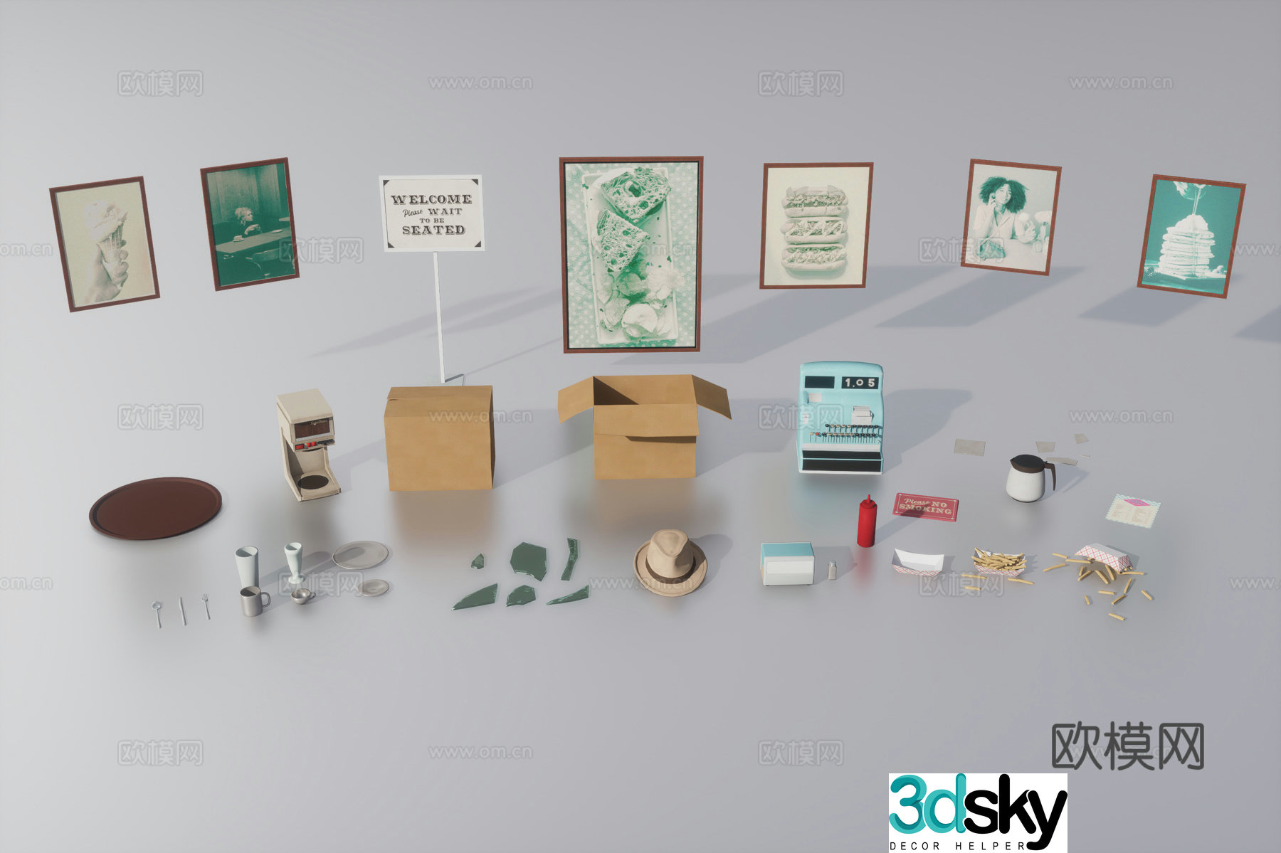 Restaurant items 3d model