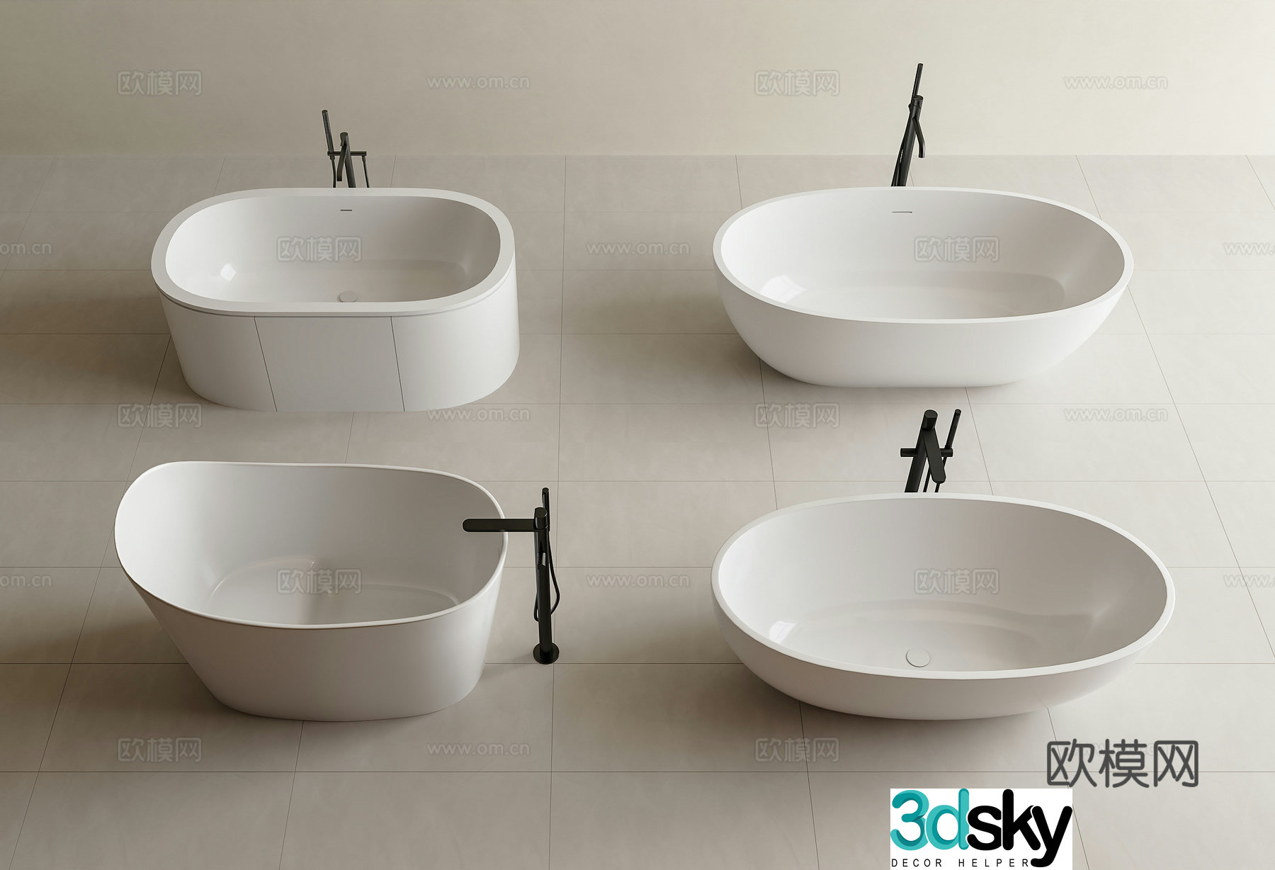 Bathtub Integrated Bathtub Bathtub faucet Jacuzzi Hotel Bathtub Modern Bathtub 3D Model