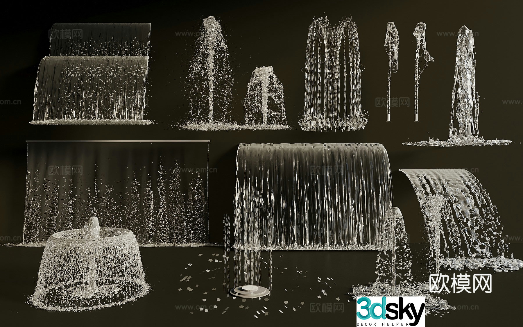 Modern fountain waterscape dry splash feng spring water column water splash waterfall commercial landscape interactive waterscape 3d model