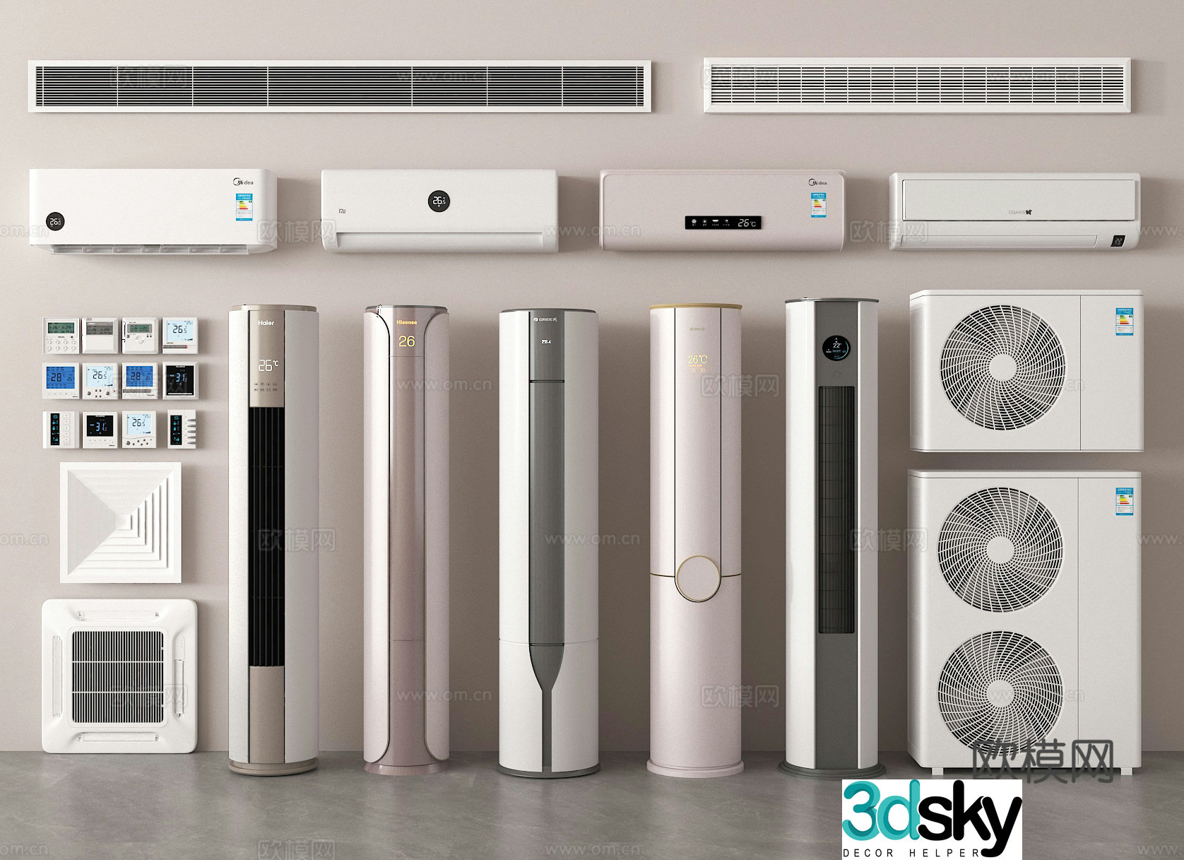 Hanging air conditioner Vertical air conditioner Air conditioner External machine Central air conditioner outlet Exhaust 3D model
