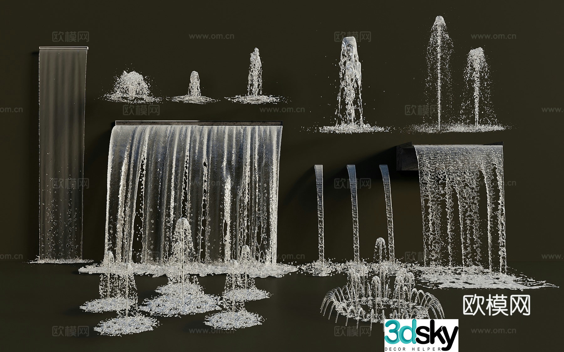Modern fountain waterscape dry splash feng spring water column water splash waterfall commercial landscape interactive waterscape 3d model