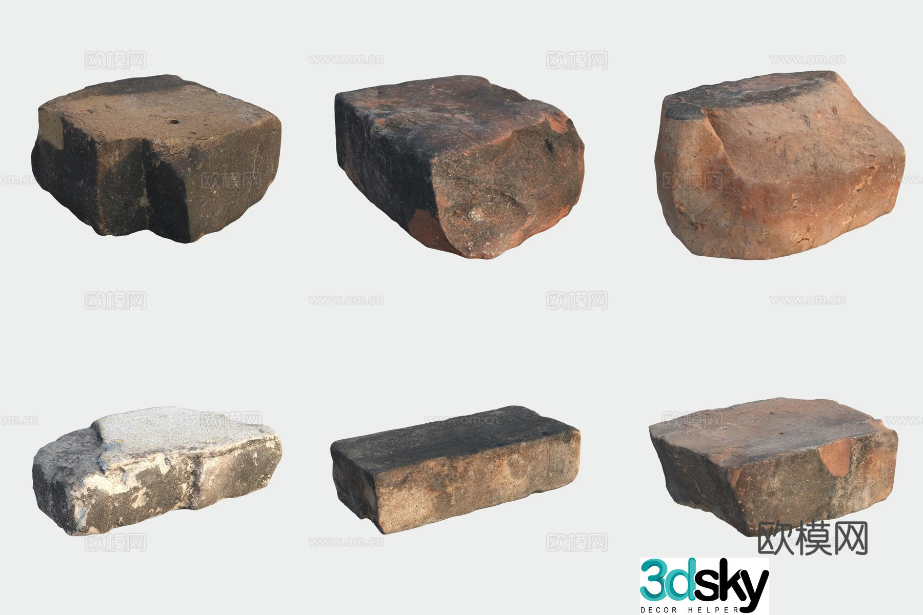 Stone brick building materials 3d model