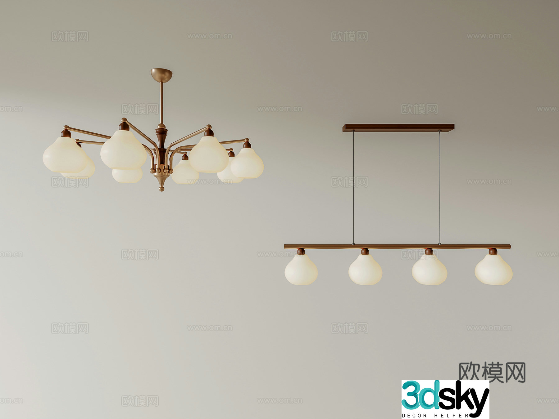 Middle-aged chandeliers retro chandeliers French chandeliers living and dining chandeliers combination multi-head chandeliers 3D model