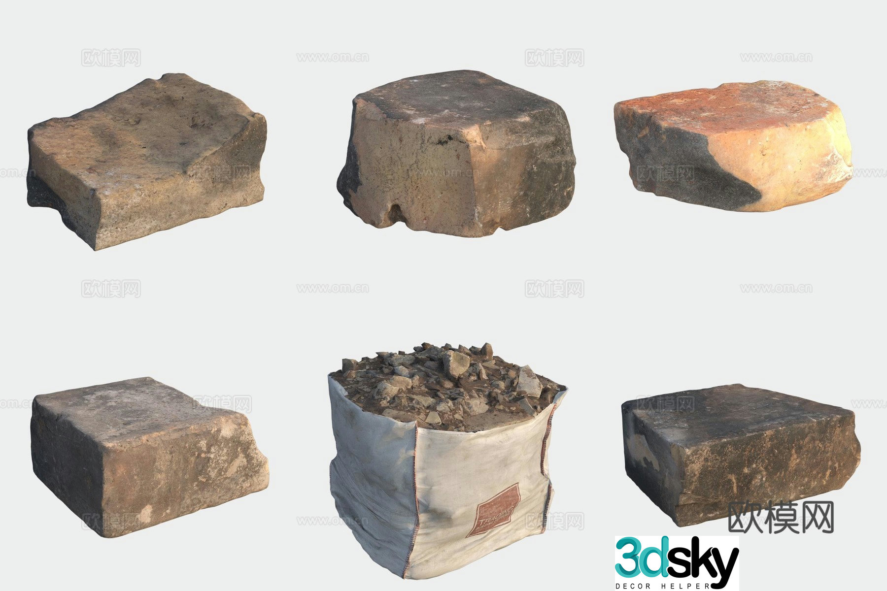 Stone building materials waste 3d model