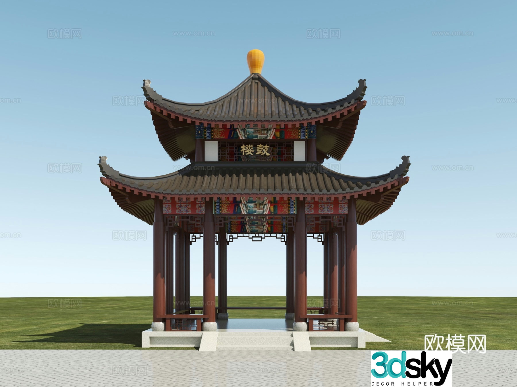 Chinese style medieval pavilion_Chinese style landscape pavilion 3D model