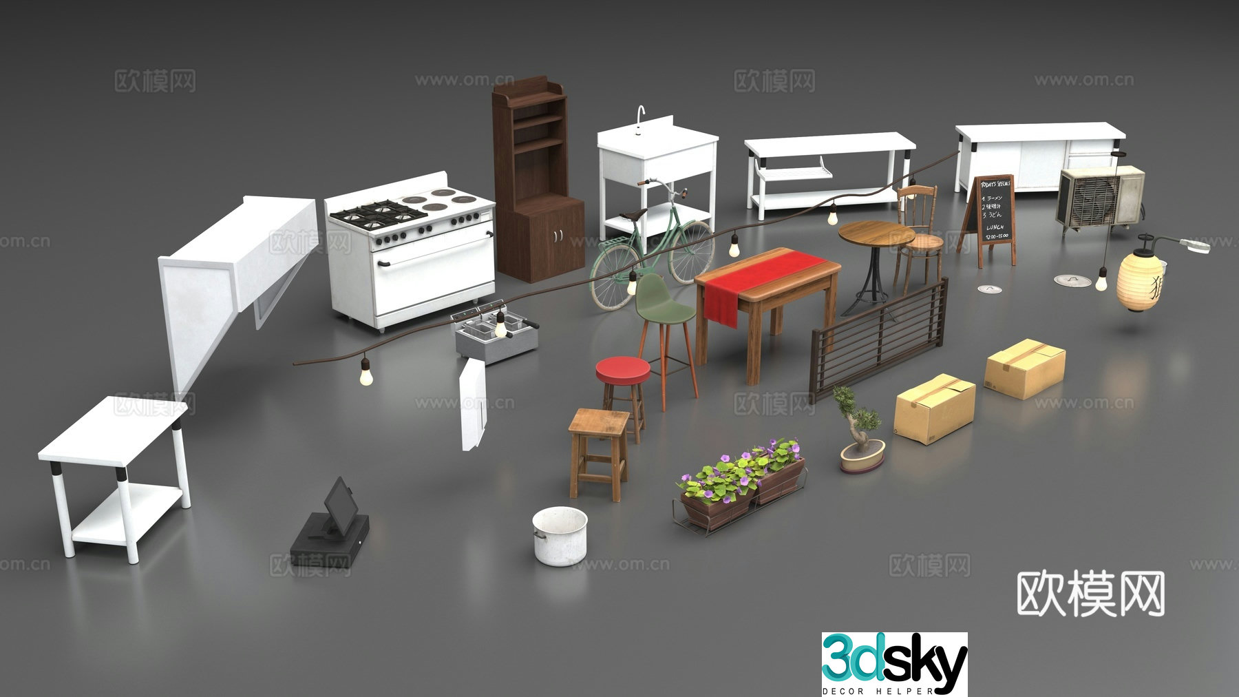 Commercial building public facilities 3d model