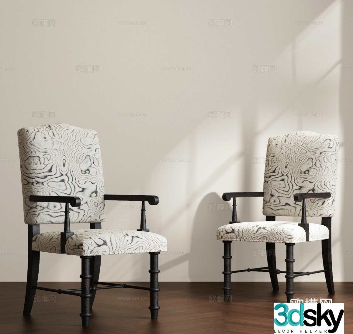 Modern American casual chair Modern medieval dining chair Modern medieval single chair 3d model