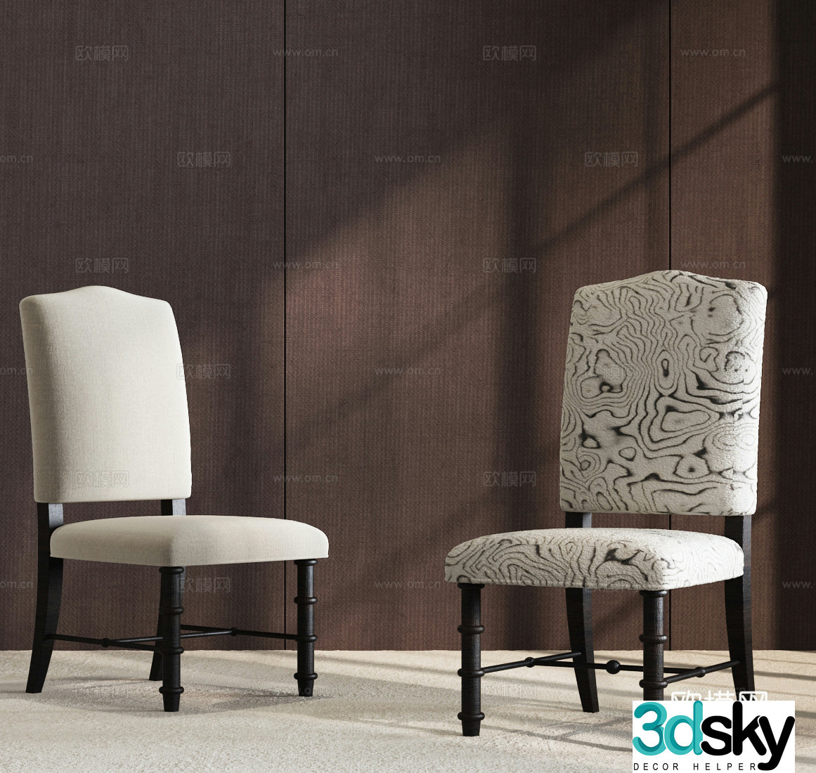 Modern American casual chair Modern medieval dining chair Modern medieval single chair 3d model