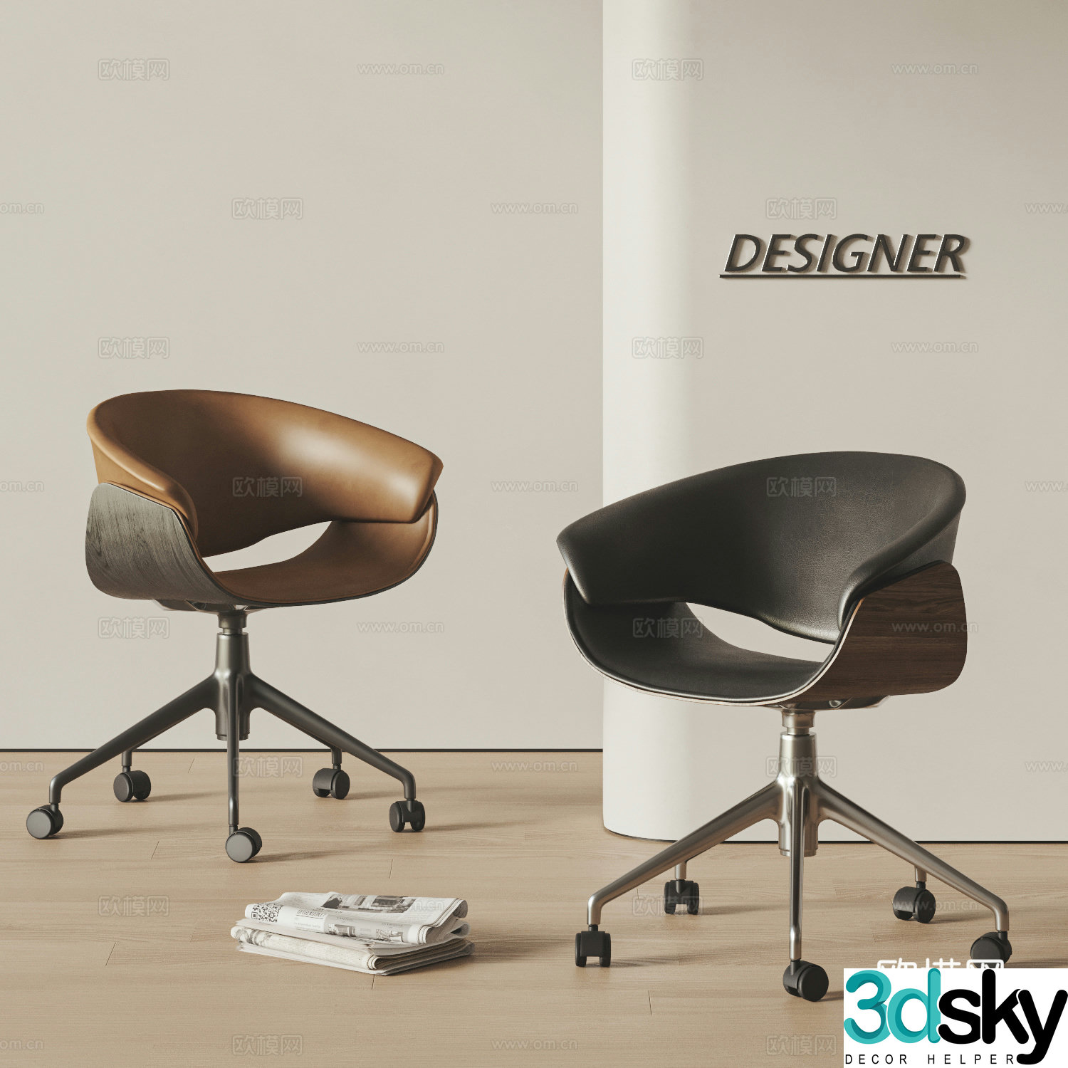 Modern medieval style office chair combination book chair writing chair boss chair training chair meeting chair 3d model