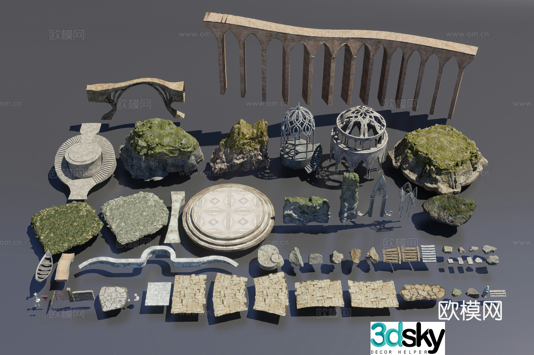 European outdoor landscape component 3D model