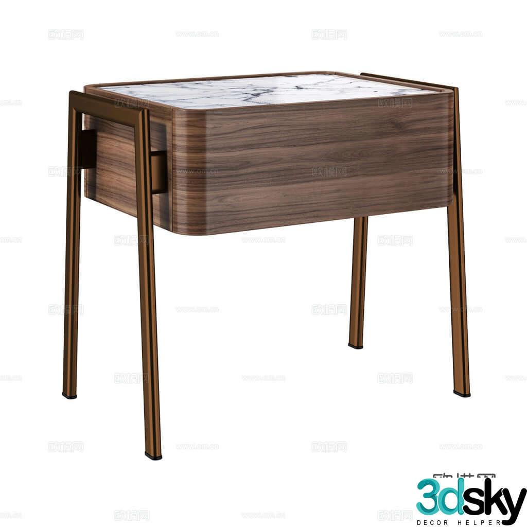 Modern Italian light luxury bedside table 3D model