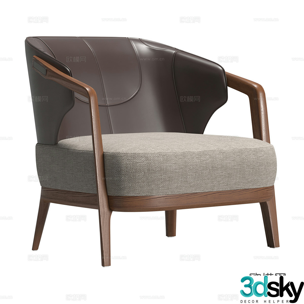 New Chinese leather armchair 3d model
